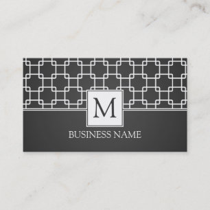 Simple Trellis Pattern Monogram Black Visitekaartje
