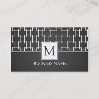 Simple Trellis Pattern Monogram Black Visitekaartje
