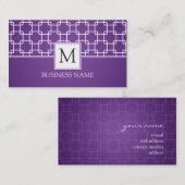 Simple Trellis Pattern Monogram Paars Visitekaartje (Voorkant / Achterkant)