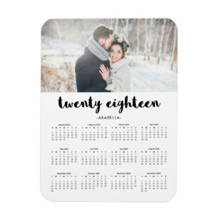 Simple Trendy Typography 2018 Photo Calendar Magneet