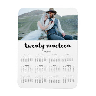 Simple Trendy Typography 2019 Photo Calendar Magneet