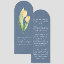Simple Tulip Funeral Memorial Bookmark