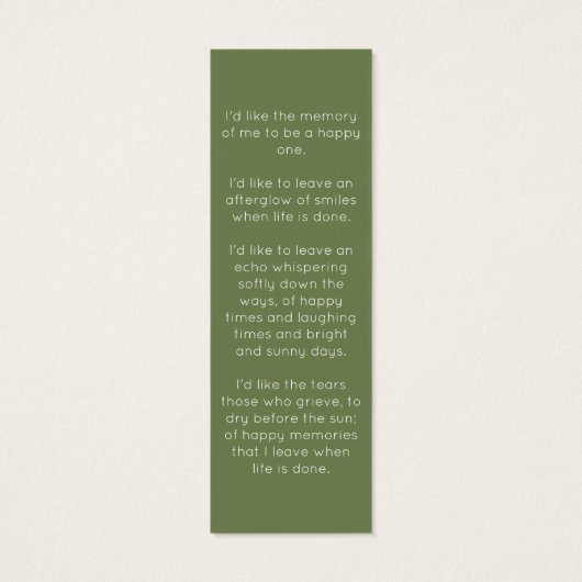 Simple Tulip Funeral Memorial Bookmark (Dos)