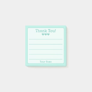 Simple Turquoise Blue Jouw naam Dank je Post-it® Notes