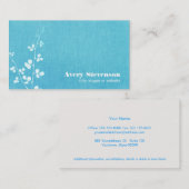 Simple Turquoise Blue Linen look Visitekaartje (Voorkant / Achterkant)