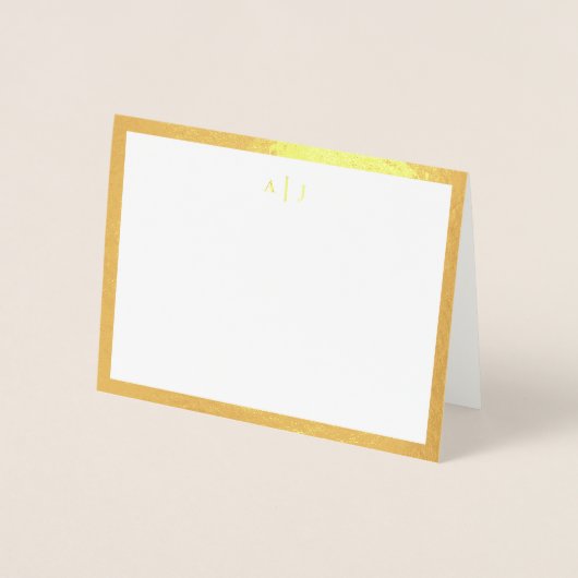 Simple Two Monogram Gold Border Folie Kaarten (Voorkant)
