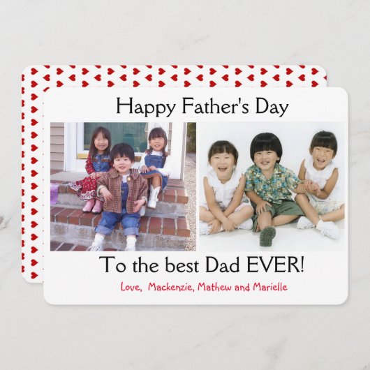 Simple Two Photo Collage Vaderdag Feestdagenkaart (Voorkant / Achterkant)