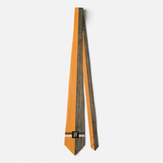 Simple Two Tone Oranje and Sepia Initialen Monogra Stropdas (Voorkant)
