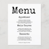 Simple Typographie de machine à écrire Menu Minima (Devant)