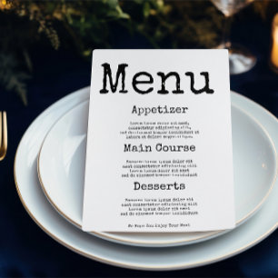 Simple Typographie de machine à écrire Menu Minima