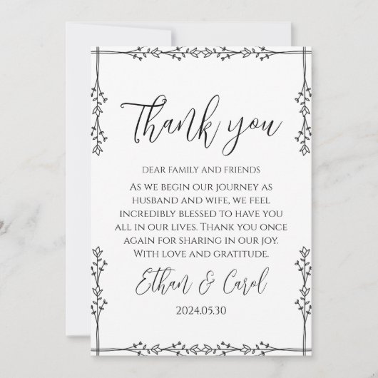 simple typographie mariage cartes de remerciements (Devant)