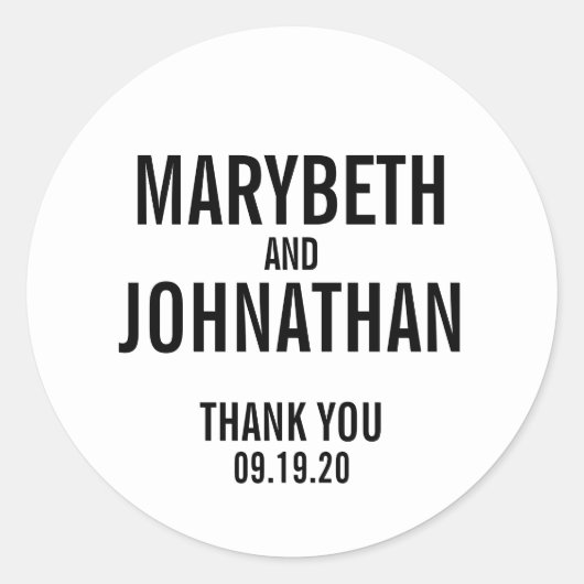 Simple Typographie Mariage Favor Merci Sticker (Devant)
