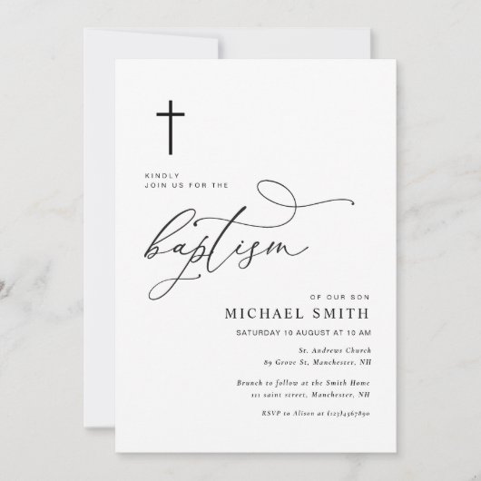simple typographie mnimal baptism invitation (Devant)