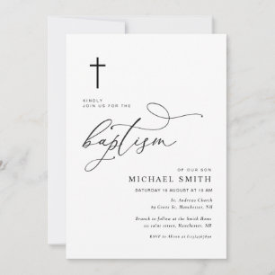 simple typographie mnimal baptism invitation