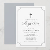 simple typographie script cadre baptême invitation (Devant / Derrière)