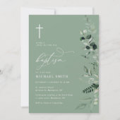 simple typographie verdure baptême invitation (Devant)