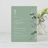 simple typographie verdure baptême invitation (Debout devant)