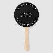 Simple Typography White Text Black Wedding Program Handwaaier (Voorkant)