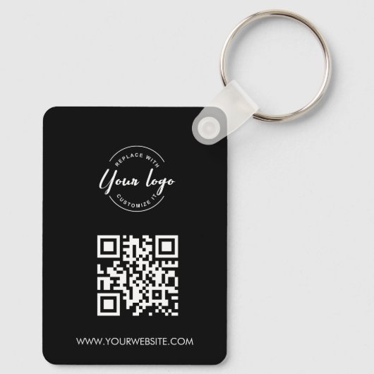 Simple Uw Logo QR-code komt hier Gewoon Sleutelhanger (Achterkant)