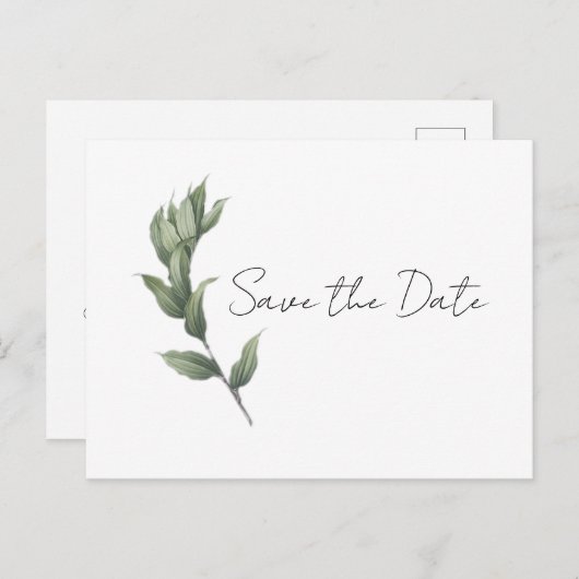 Simple verdure Enregistrer la date Carte postale (Devant / Derrière)