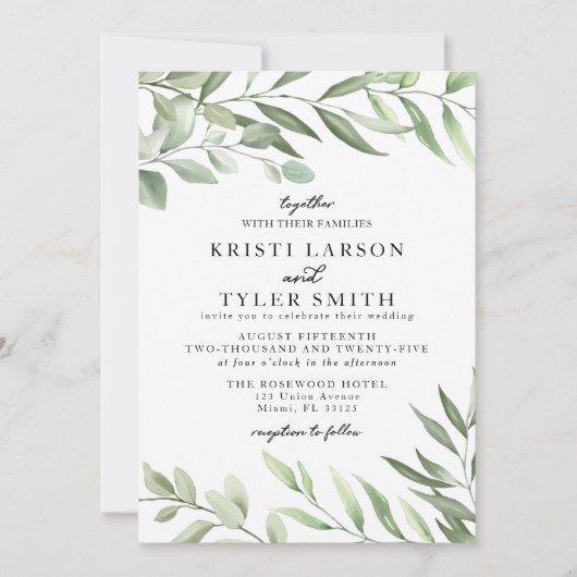 Simple verdure Faire-part de mariage Feuille (Devant)