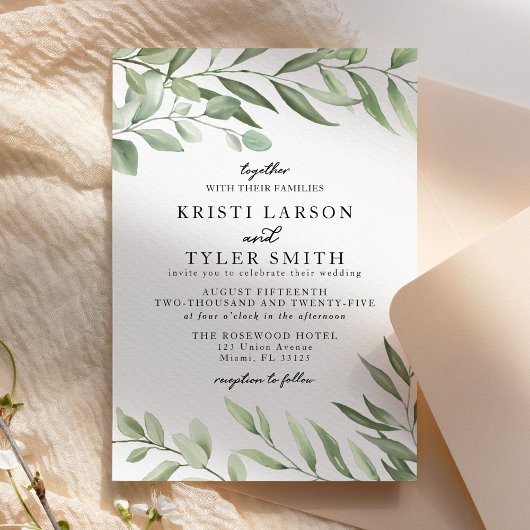 Simple verdure Faire-part de mariage Feuille