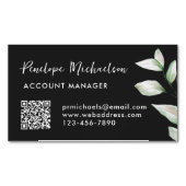 Simple verdure QR Code Carte de visite noir (devant)