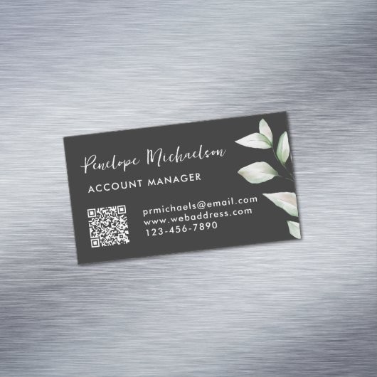 Simple verdure QR Code Carte de visite noir (In Situ)