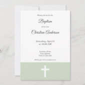 Simple, vert avec une invitation croisée au baptêm (Devant)