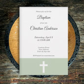 Simple, vert avec une invitation croisée au baptêm