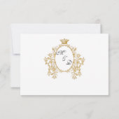 Simple Vintage Monogram Faux Gold Wedding RSVP (Dos)