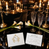 Simple Vintage Monogram Faux Gold Wedding RSVP