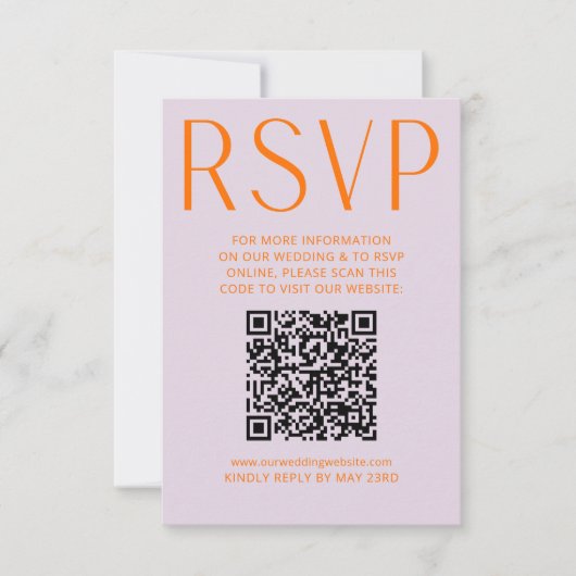 Simple violet et brillant orange RSVP en ligne cod (Devant)