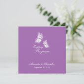 Simple Violet Papillons Programme de mariage (Debout devant)