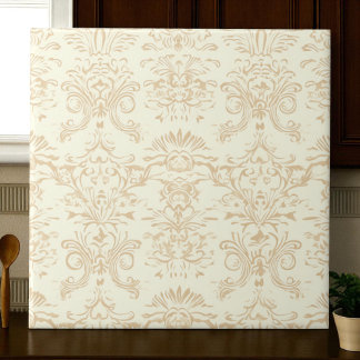 Simple Warm Soft Beige Damask Tegeltje