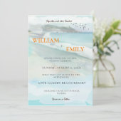 Simple Watercolor Plage côtière Invitation de mari (Debout devant)