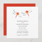 Simple Watercolor Red Dragonfly Wedding Invitation (Devant / Derrière)