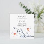 Simple Watercolor Red Dragonfly Wedding Invitation (Debout devant)