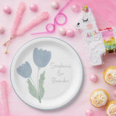 Simple Waterverf Floral Personalized Wedding Papieren Bordje (Feest)