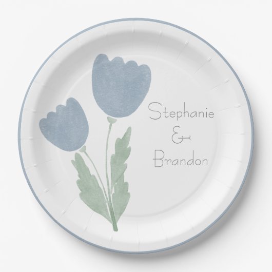 Simple Waterverf Floral Personalized Wedding Papieren Bordje (Voorkant)