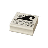 Simple Wave Familienaam & Retouradres Rubberstempel (Stempel)