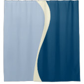 Simple Waves 2 in donkerblauw, lichtblauw en crème Douchegordijn (Voorkant)