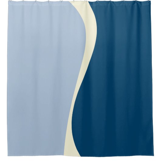 Simple Waves 2 in donkerblauw, lichtblauw en crème Douchegordijn (Voorkant)