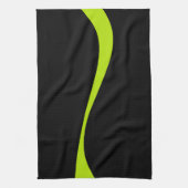 Simple Waves 2 in Lime Groen en Zwart Theedoek (Verticaal)