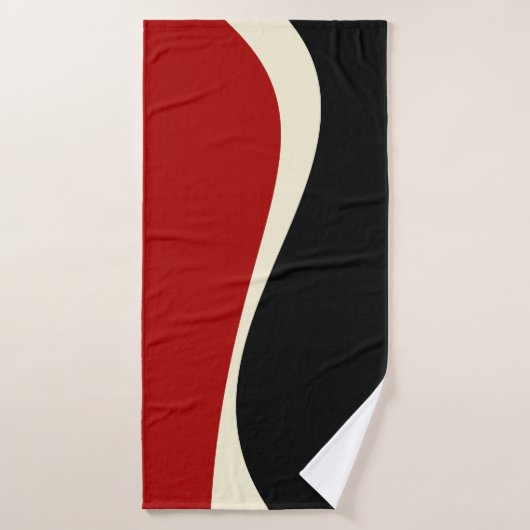 Simple Waves 2 in Rood en Crème Bad Handdoek (Badhanddoek)