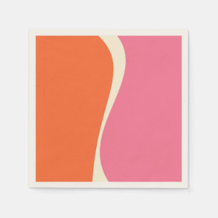 Simple Waves 2 in roze, Sinaasappel en crème Servet