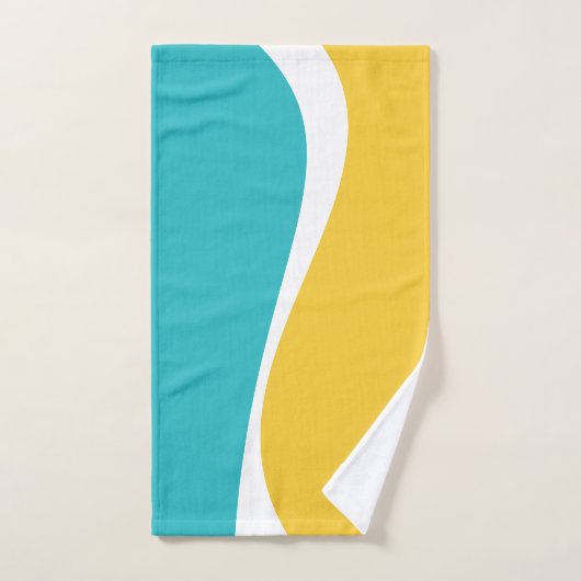 Simple Waves 2 in Turquoise, Geel en Wit Bad Handdoek (Handdoek)