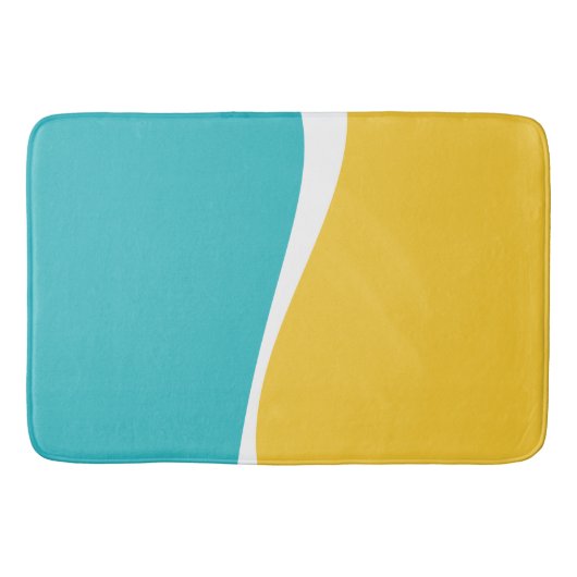 Simple Waves 2 in Turquoise, Geel en Wit Badmat (Voorkant)
