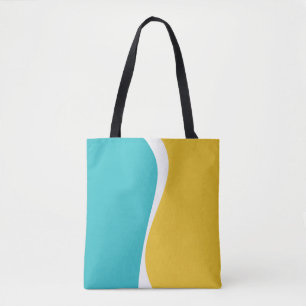 Simple Waves 2 in Turquoise, Geel en Wit Draagtas