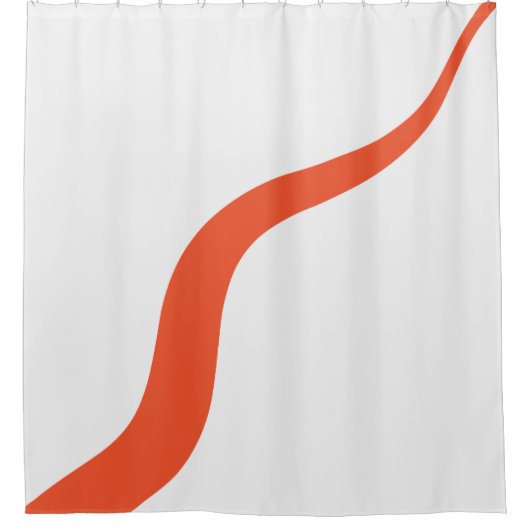 Simple Waves 3 - Sinaasappel en wit Douchegordijn (Voorkant)